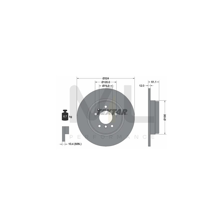 TEXTAR 92058400 Brake Disc Solid, without wheel hub, without wheel studs | Performance Parts Direct Car Parts