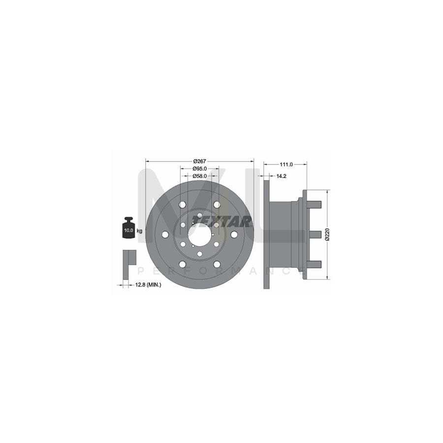 TEXTAR 93019400 Brake Disc Solid, with wheel studs, without wheel hub | Performance Parts Direct Car Parts