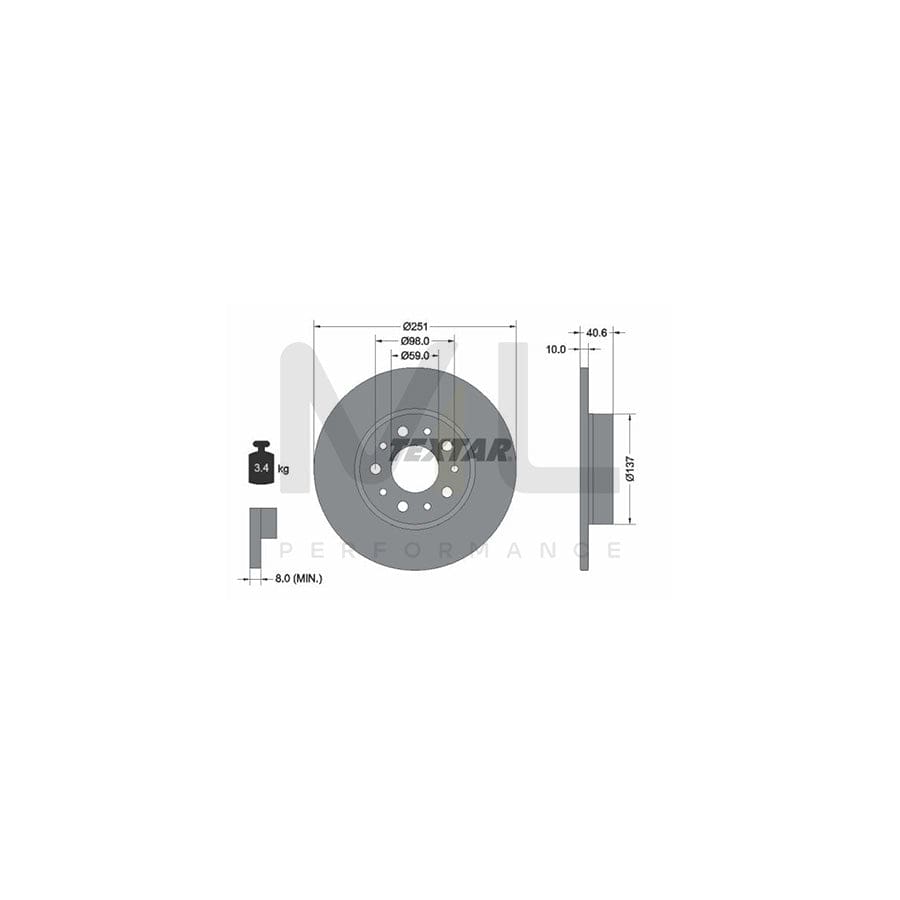 TEXTAR PRO 92244303 Brake Disc Solid, Coated, without wheel hub, without wheel studs | Performance Parts Direct Car Parts