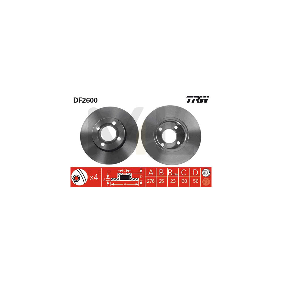 TRW DF2600 Brake Disc Vented | Performance Parts Direct Car Parts