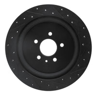 R1 Concepts R1 13-14 Ford Mustang Rear Left Drilled & Slotted Black Brake Rotor