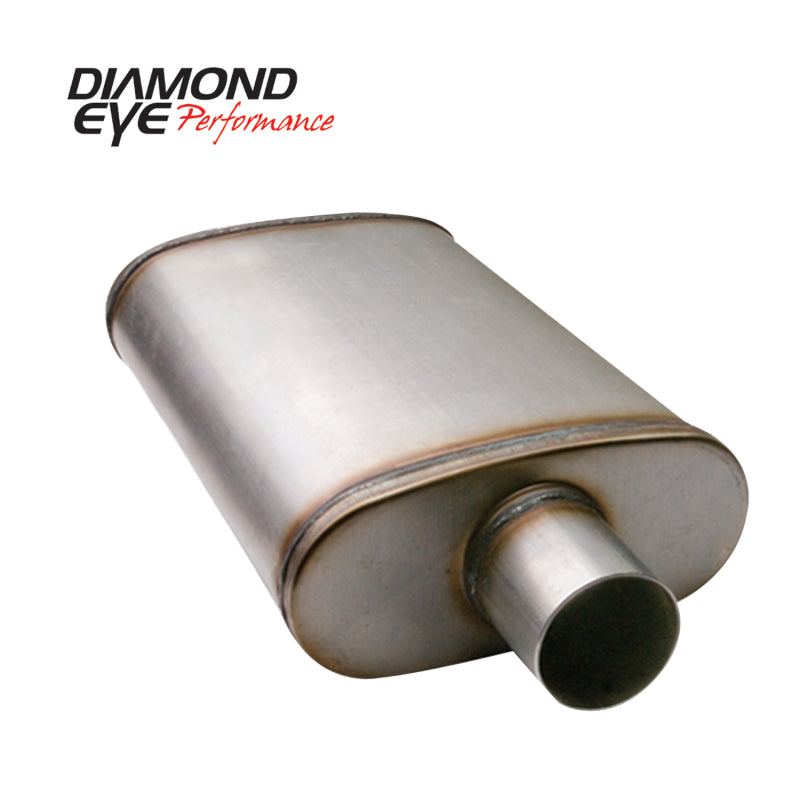 Diamond Eye Performance Diamond Eye Muffler 3-1/2in DL IN/SGL OUT 22in BODY 28in OVERALL OVAL