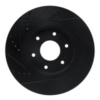 R1 Concepts R1 05-07 Infiniti QX56 Front Right Drilled & Slotted Black Brake Rotor