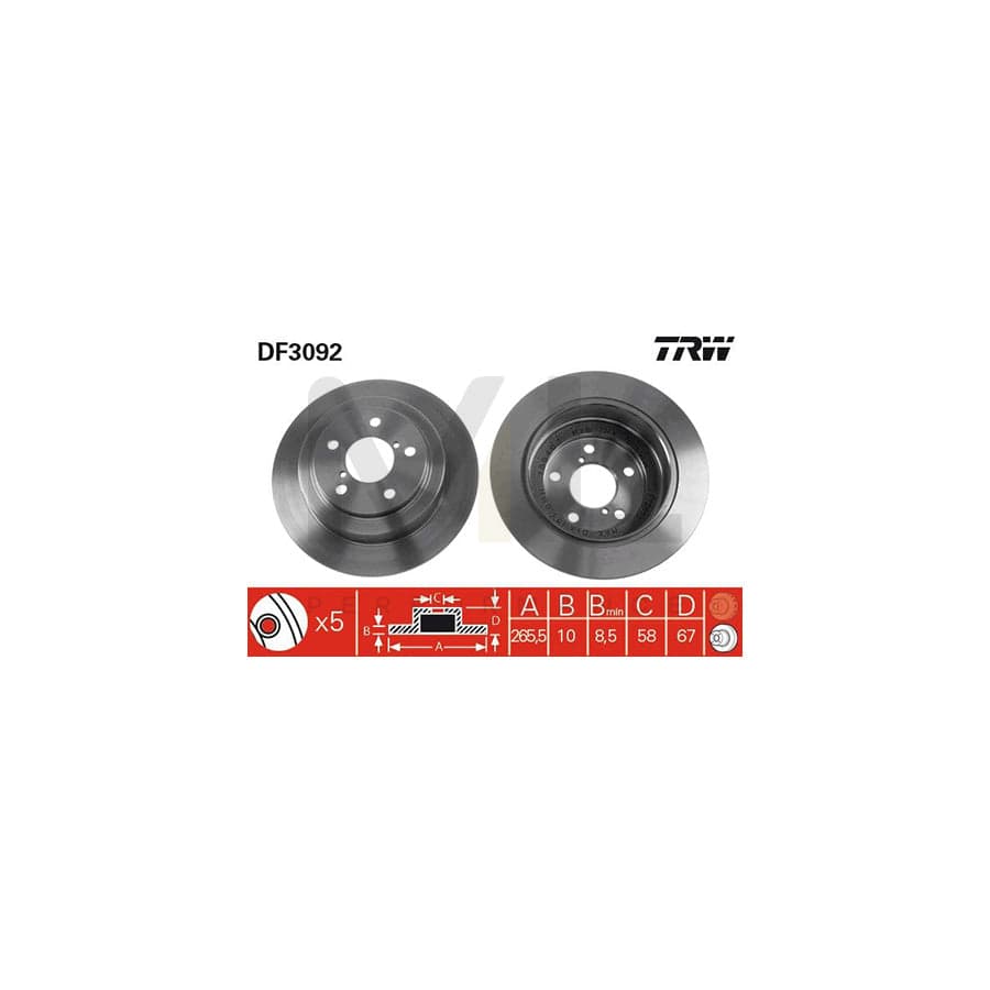 TRW DF3092 Brake Disc Solid, Painted | Performance Parts Direct Car Parts