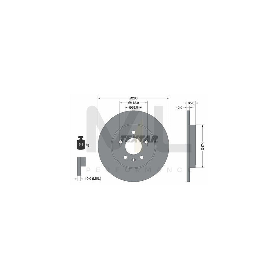 TEXTAR PRO 92137003 Brake Disc Solid, Coated, without wheel hub, without wheel studs | Performance Parts Direct Car Parts
