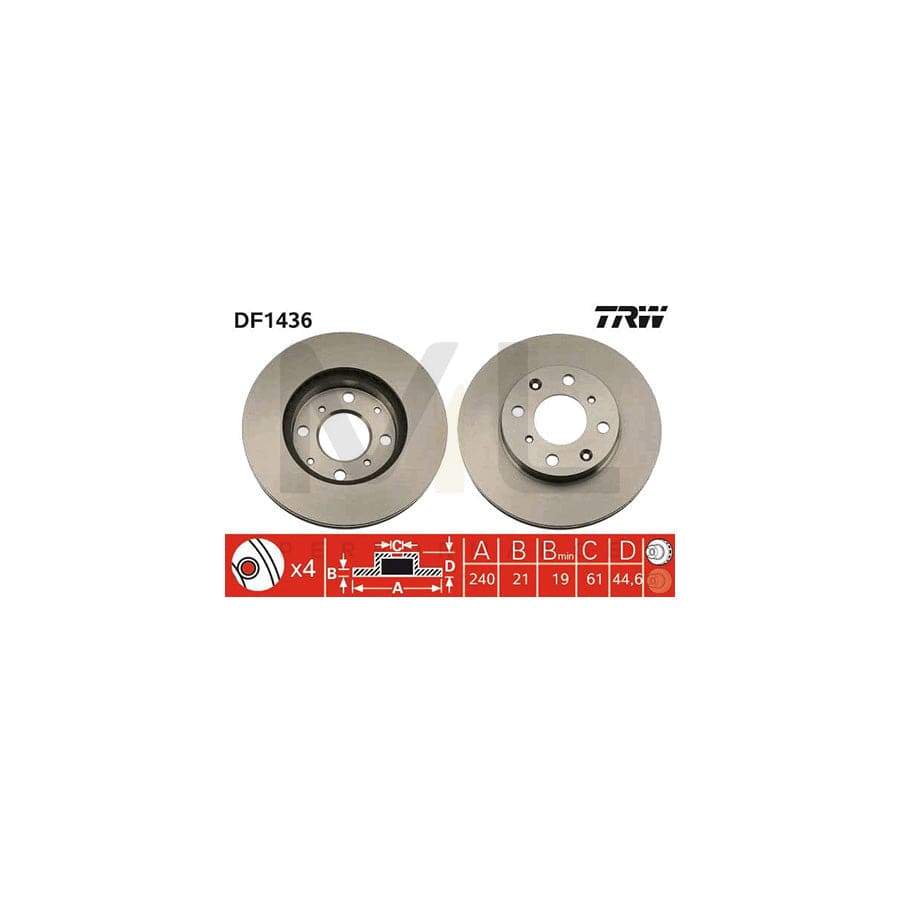 TRW DF1436 Brake Disc Vented, Painted | Performance Parts Direct Car Parts