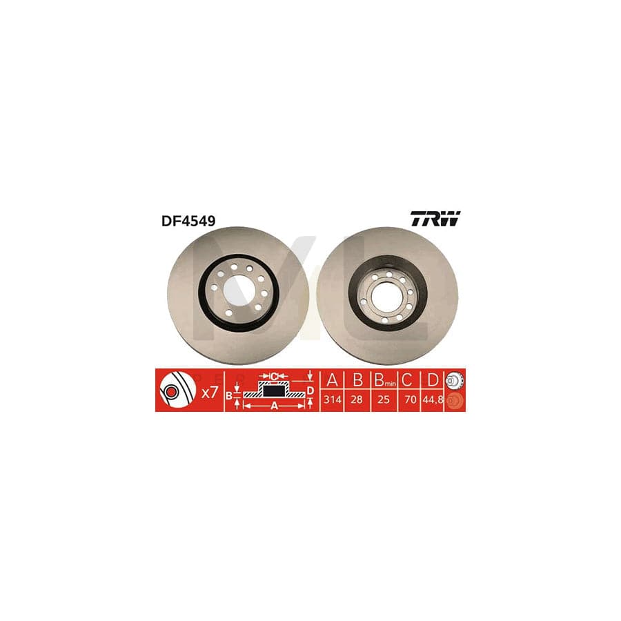 TRW DF4549 Brake Disc Vented, Painted | Performance Parts Direct Car Parts