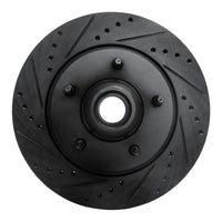 R1 Concepts R1 97-99 Ford F-150 RWD Front Left Drilled & Slotted Black Brake Rotor