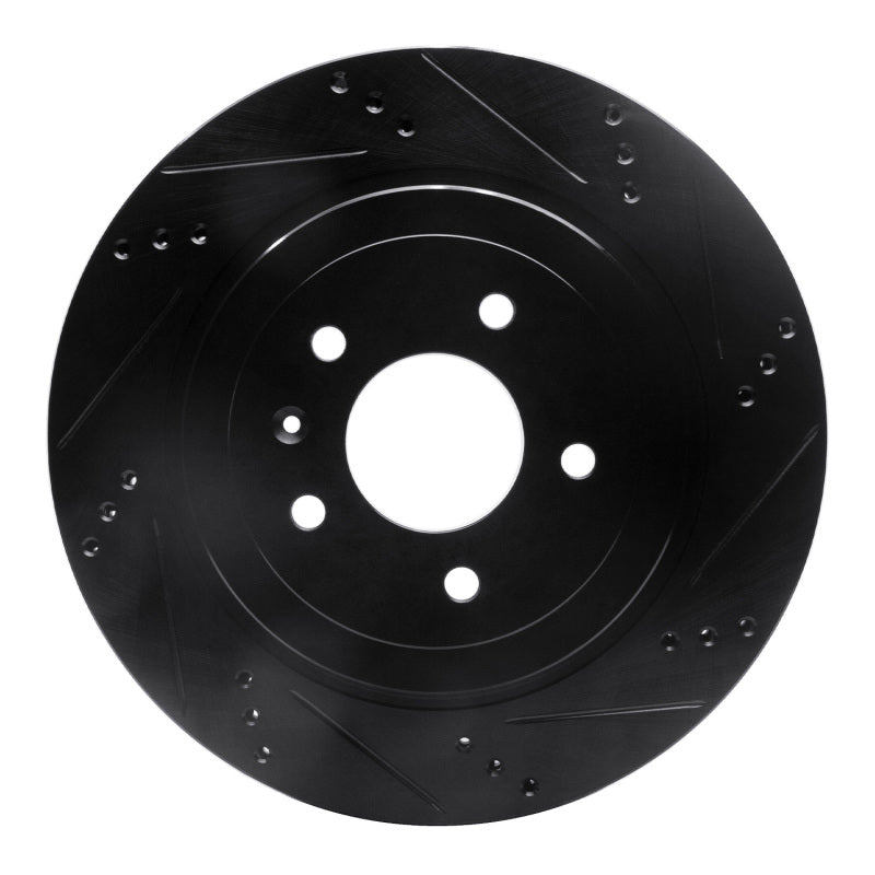 R1 Concepts R1 05-11 Cadillac CTS Rear Right Drilled & Slotted Black Brake Rotor