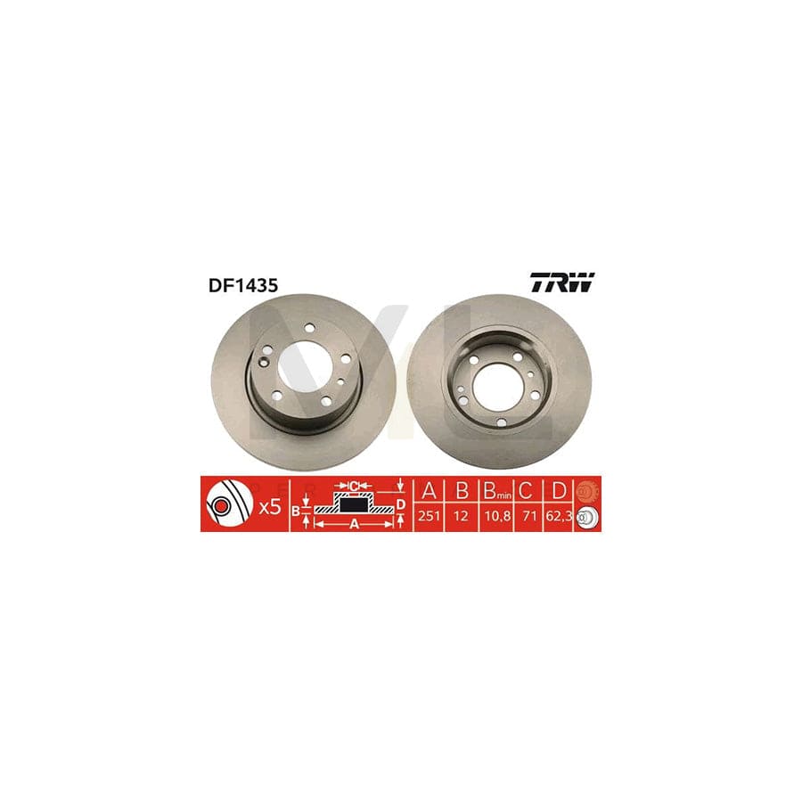 TRW DF1435 Brake Disc for CITRO??? XM Solid, Painted | Performance Parts Direct Car Parts