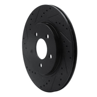 R1 Concepts R1 05-14 Ford Mustang Rear Left Drilled & Slotted Black Brake Rotor