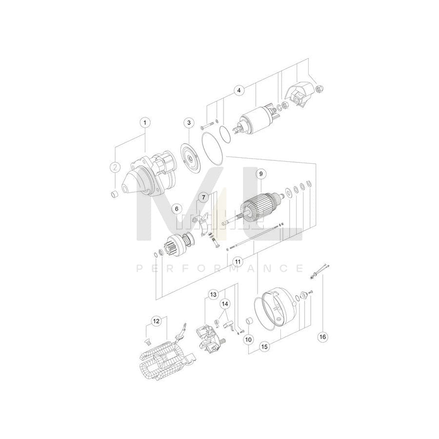 MAHLE ORIGINAL MS 243 Starter motor 12V 3,0kW, Teeth Quant.: 10, with splash-water protection | Performance Parts DirectCar Parts