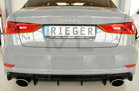 Rieger 00088159 Audi 8V Rear Diffuser for Sport Tailpipe Left & Right (A3 & S3) - Glossy Black