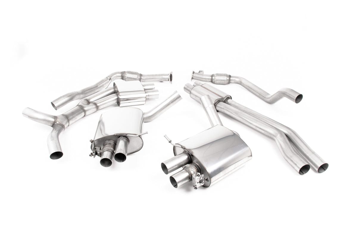 MillTek SSXAU749 Audi RS4 Resonated Cat-Back Exhaust with Polished Oval Trims - EC Approved