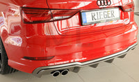 Rieger 00099614 Audi 8V A3 Rear Diffuser for Twin Tailpipe Left - Carbon-Look