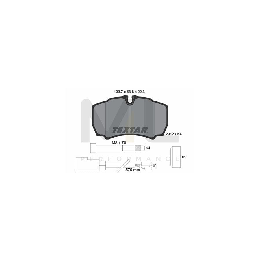 TEXTAR 2912307 Brake pad set for FORD TRANSIT incl. wear warning contact