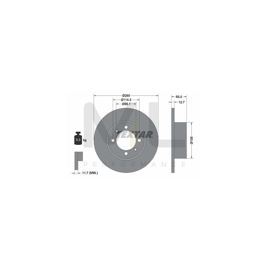 TEXTAR 92027600 Brake Disc Solid, without wheel hub, without wheel studs | Performance Parts Direct Car Parts