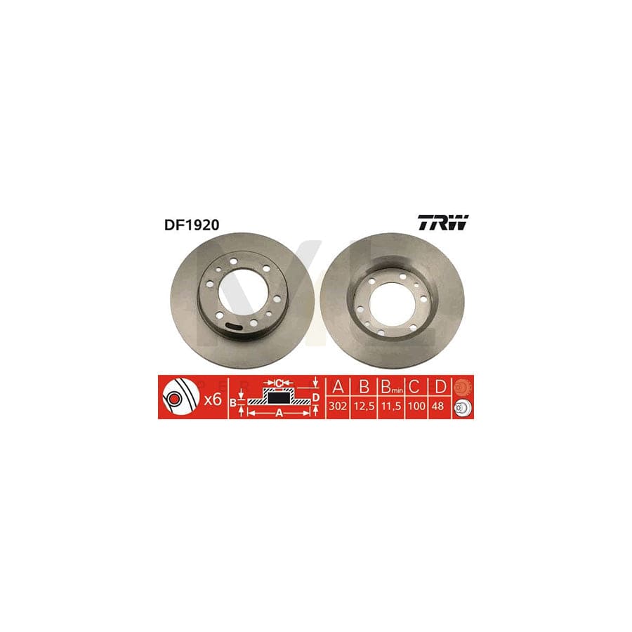 TRW DF1920 Brake Disc Solid, Painted | Performance Parts Direct Car Parts