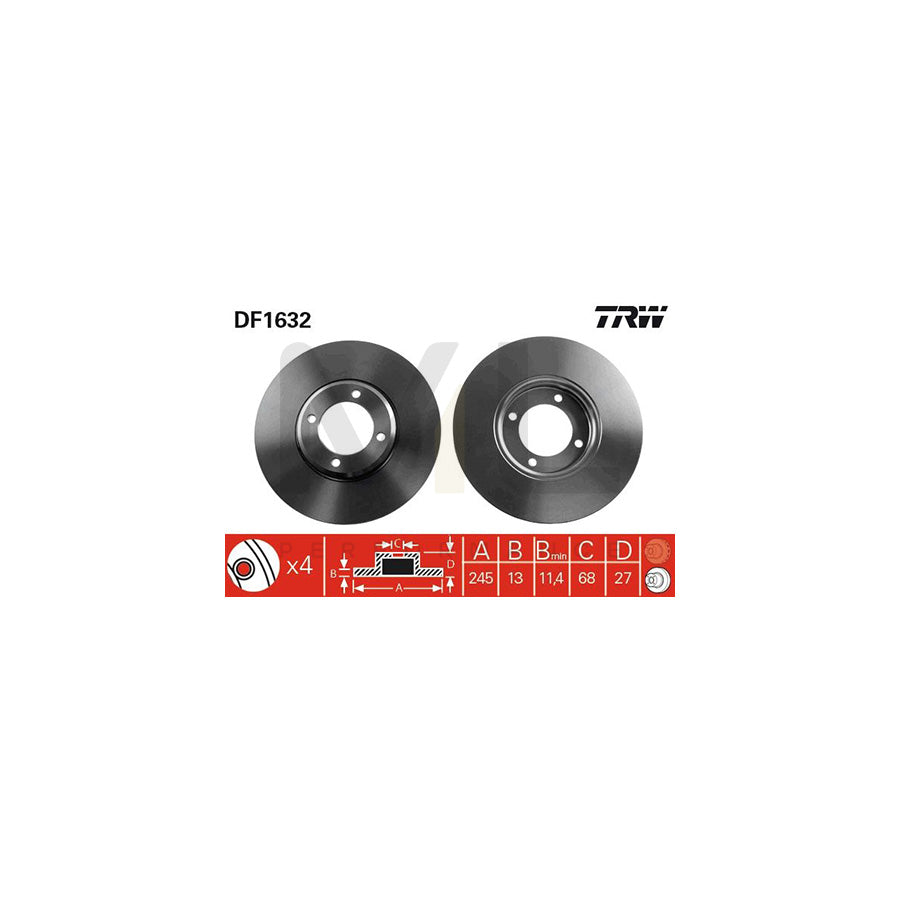 TRW DF1632 Brake Disc Solid | Performance Parts Direct Car Parts