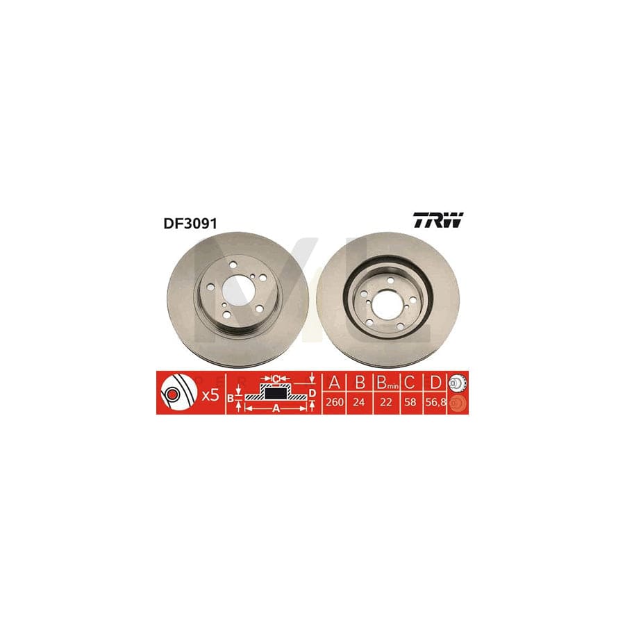 TRW DF3091 Brake Disc Vented, Painted | Performance Parts Direct Car Parts
