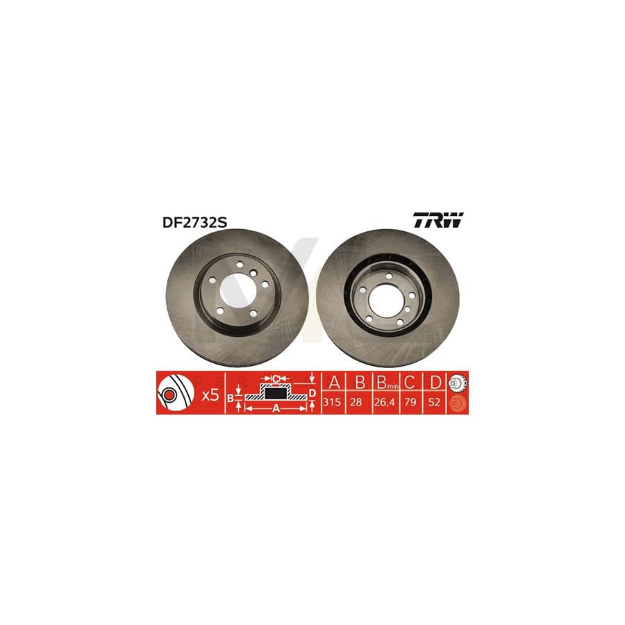 TRW DF2732S Brake Disc Vented, Painted | Performance Parts Direct Car Parts