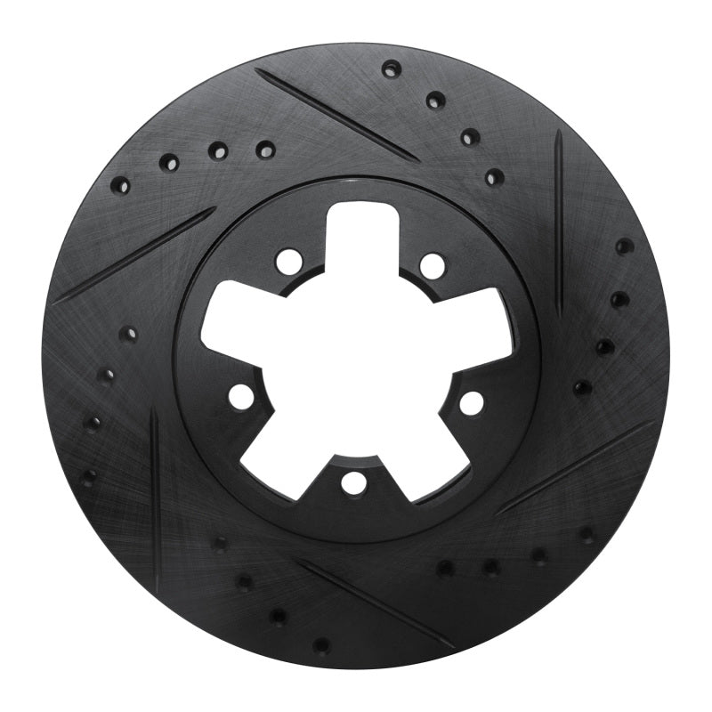 R1 Concepts R1 1984-1989 Nissan 300ZX Front Right Drilled & Slotted Black Brake Rotor