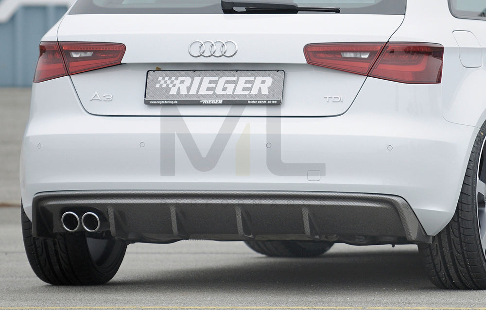 Rieger 00099142 Audi 8V A3 Rear Diffuser for Twin Tailpipe Left - Carbon-Look