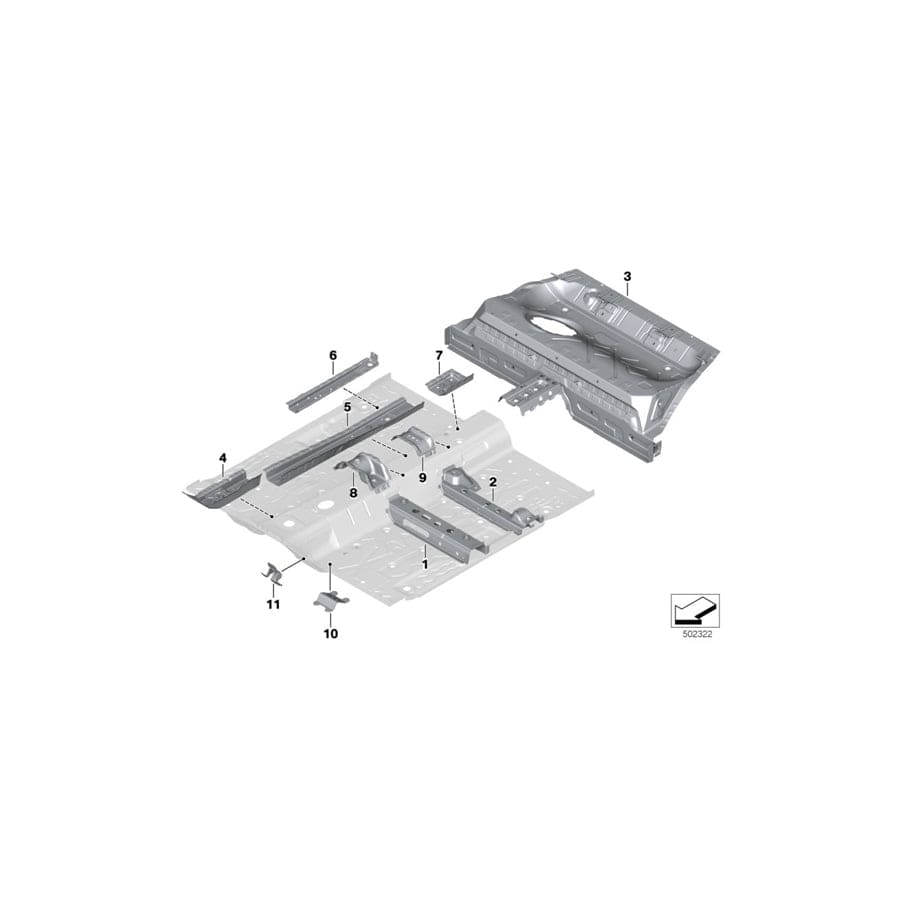 Genuine BMW 41127361185 F39 F56 F46 Reinforcement, Tunnel, Rear (Inc. 228iX)