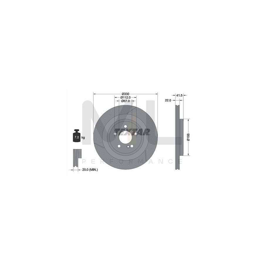 TEXTAR PRO+ 92290605 Brake Disc Internally Vented, Perforated, Coated, High-carbon, without wheel hub, without wheel studs | Performance Parts Direct Car Parts