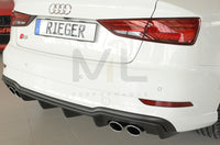 Rieger 00056825 Audi 8V S3 Rear Diffuser for Original Twin Tailpipe Left & Right -  Matte Black