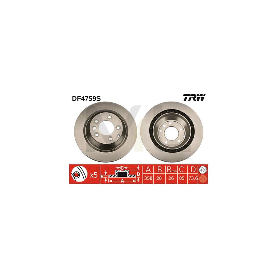 TRW DF4759S Brake Disc Vented, Painted, High-carbon | Performance Parts Direct Car Parts