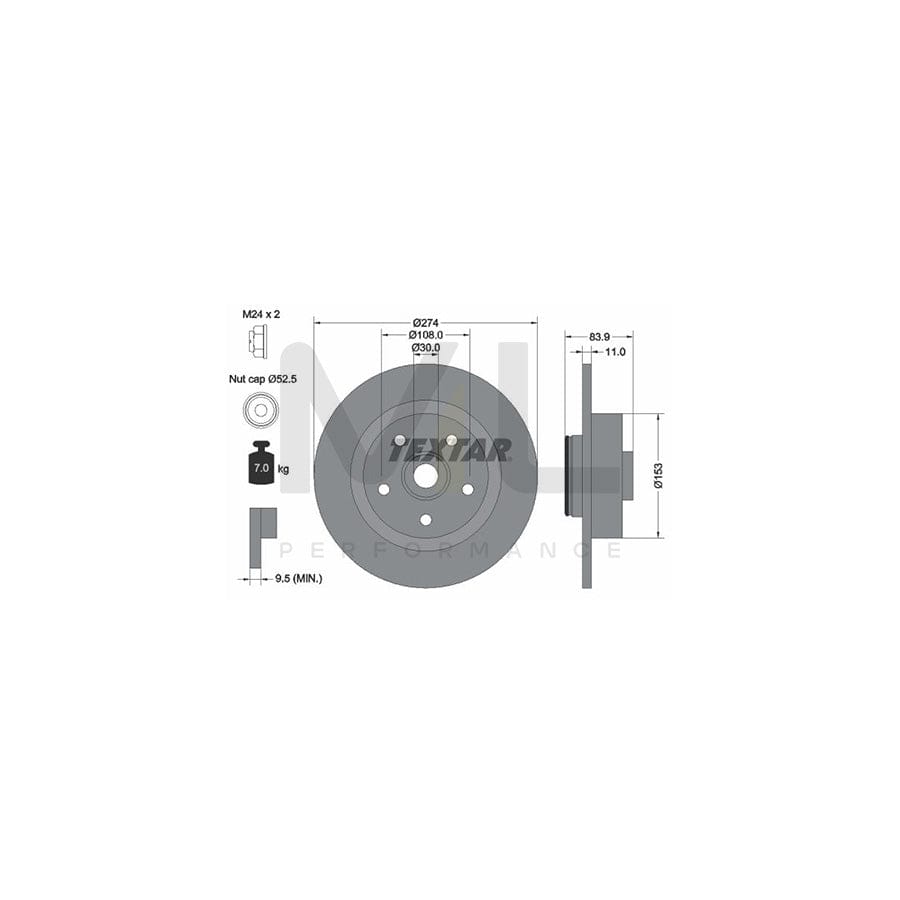 TEXTAR PRO 92142203 Brake Disc Solid, Coated, with integrated magnetic sensor ring, with wheel bearing, without wheel studs | Performance Parts Direct Car Parts