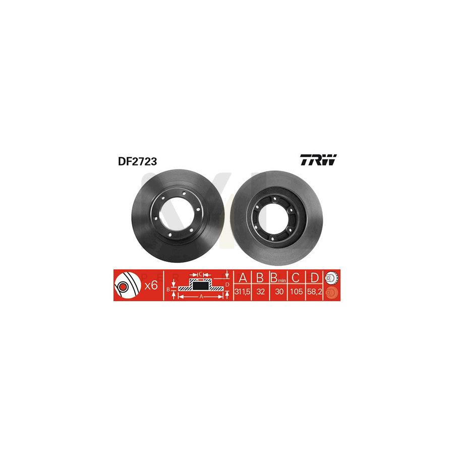 TRW DF2723 Brake Disc for TOYOTA LAND CRUISER Vented | Performance Parts Direct Car Parts