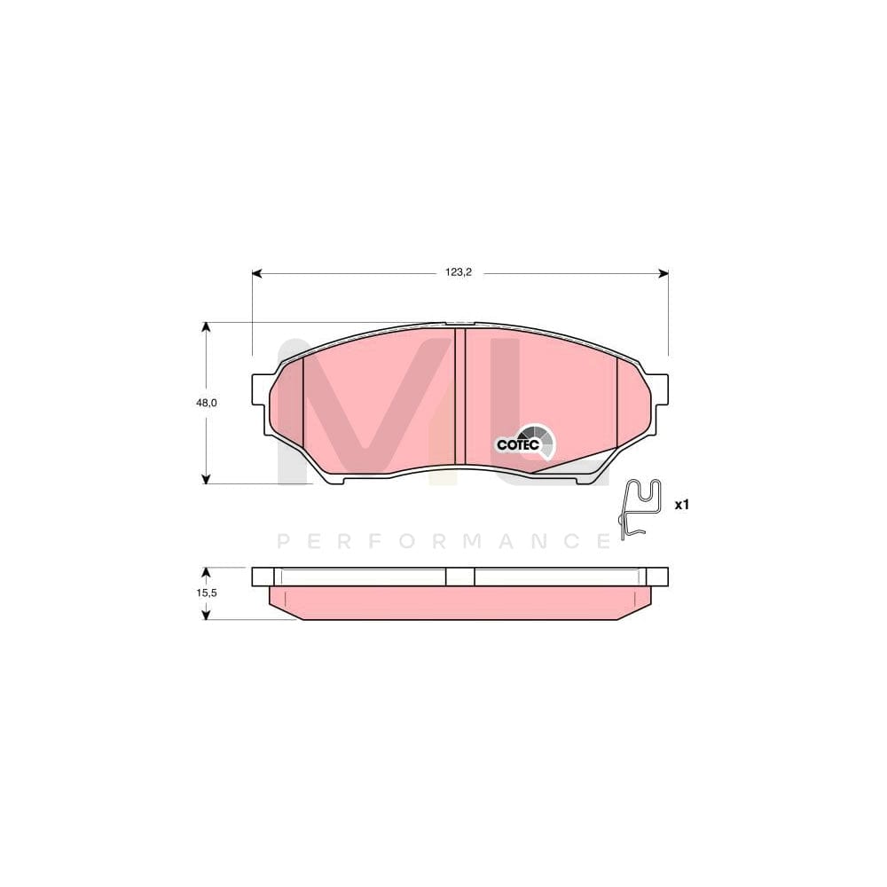 TRW Cotec Gdb3270 Brake Pad Set For Mitsubishi Shogun Pinin (V60) With Acoustic Wear Warning, With Accessories | Performance Parts Direct Car Parts