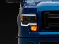 Raxiom 09-14 Ford F-150 Axial Series Headlight w/ SEQL LED Bar- Black Housing (Clear Lens)