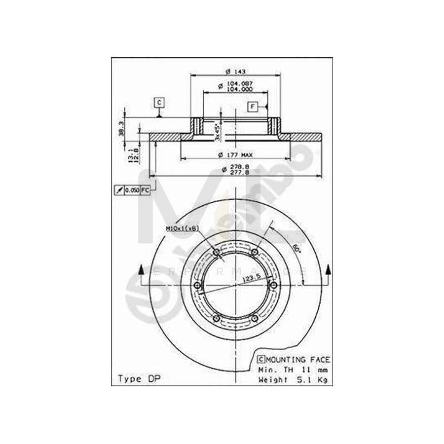 BREMBO 08.7223.10 Brake Disc Solid  - 1 piece