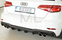 Rieger 00056822 Audi 8V A3 Rear Diffuser for Twin Tailpipe Left & Right -  Matte Black