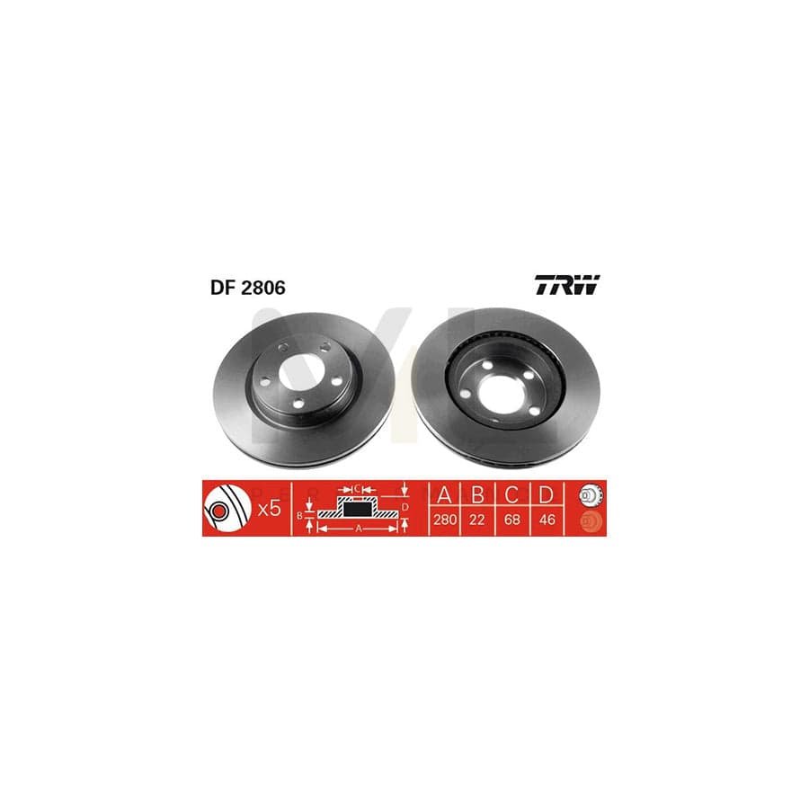 TRW DF2806 Brake Disc Vented, Painted | Performance Parts Direct Car Parts
