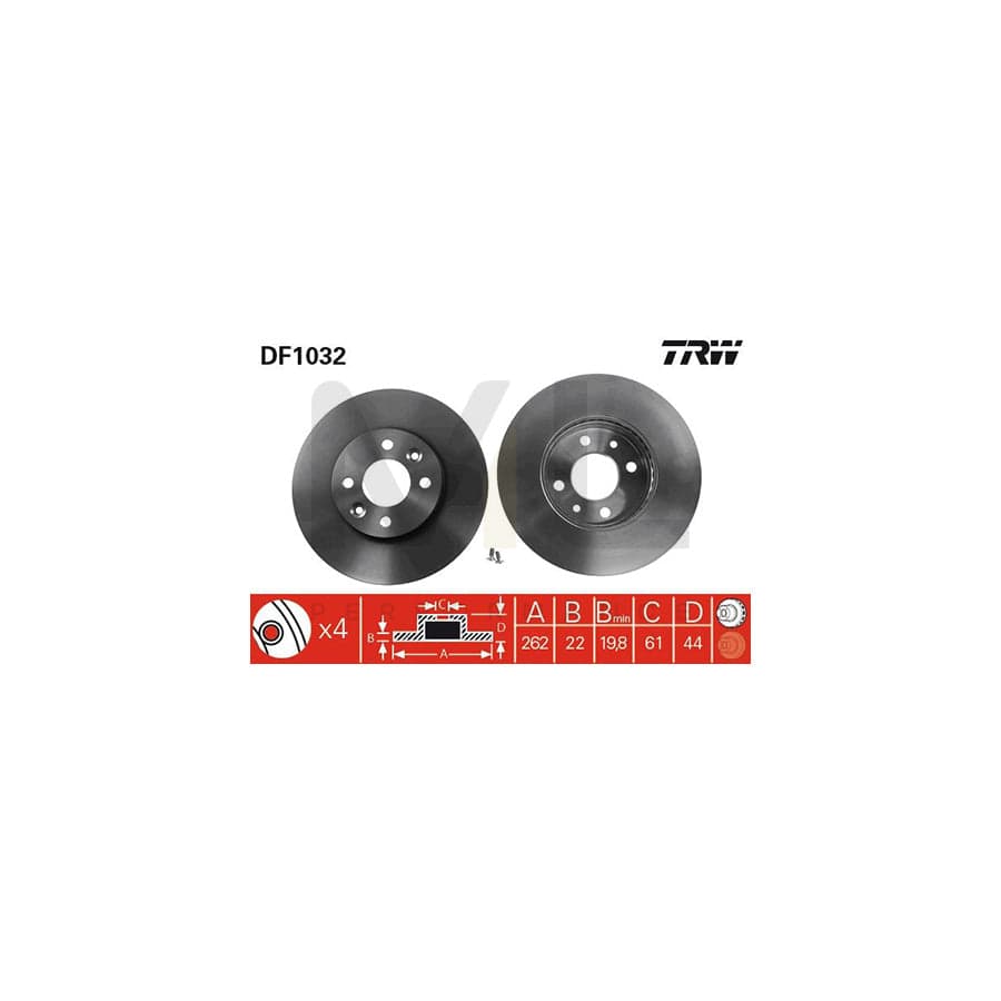 TRW DF1032 Brake Disc Vented, Painted | Performance Parts Direct Car Parts