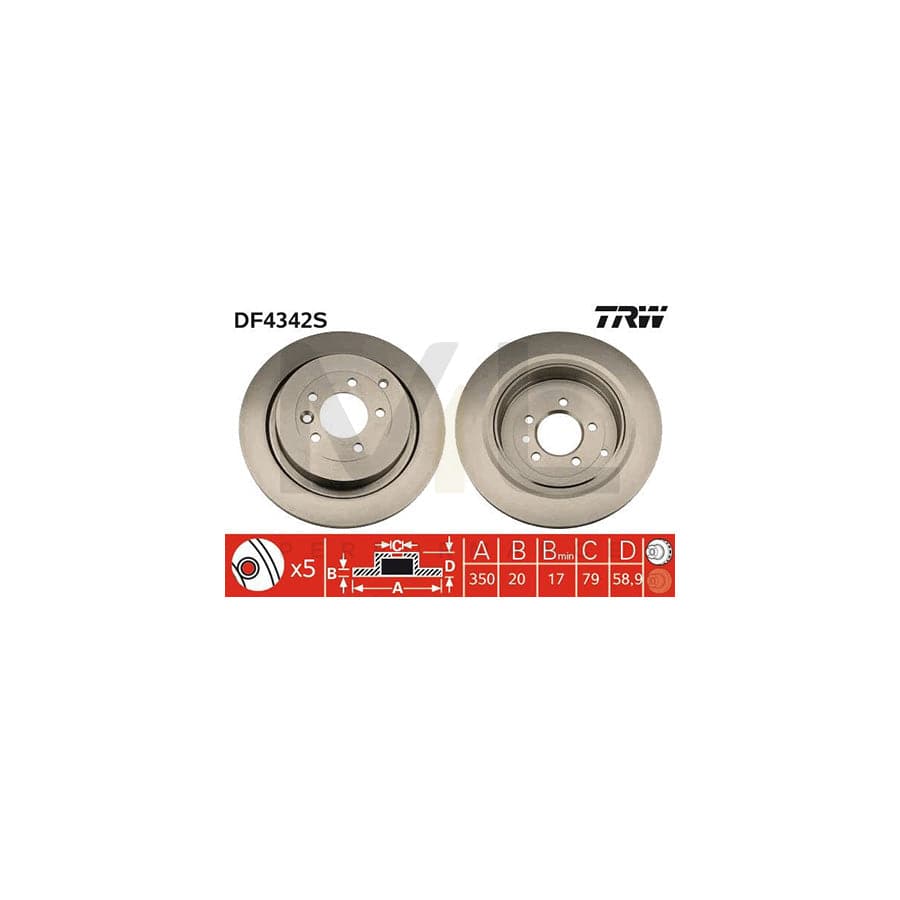 TRW DF4342S Brake Disc Vented, Painted | Performance Parts Direct Car Parts