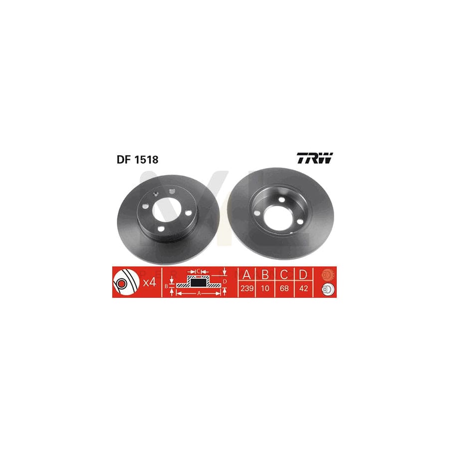 TRW DF1518 Brake Disc Solid, Painted | Performance Parts Direct Car Parts