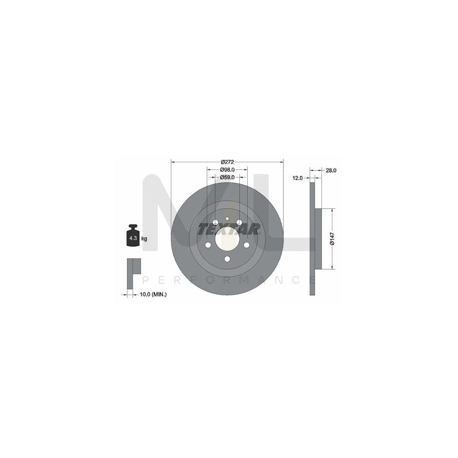 TEXTAR 92118200 Brake Disc Solid, without wheel hub, without wheel studs | Performance Parts Direct Car Parts