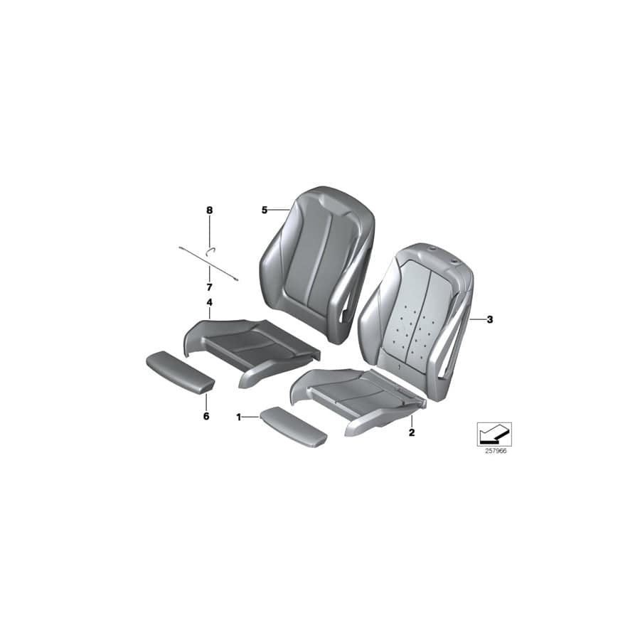 Genuine BMW 52109496861 F22 F23 Leather Cover Sport Backrest Left SCHWARZ (Inc. 225d, 220dX & 218i)