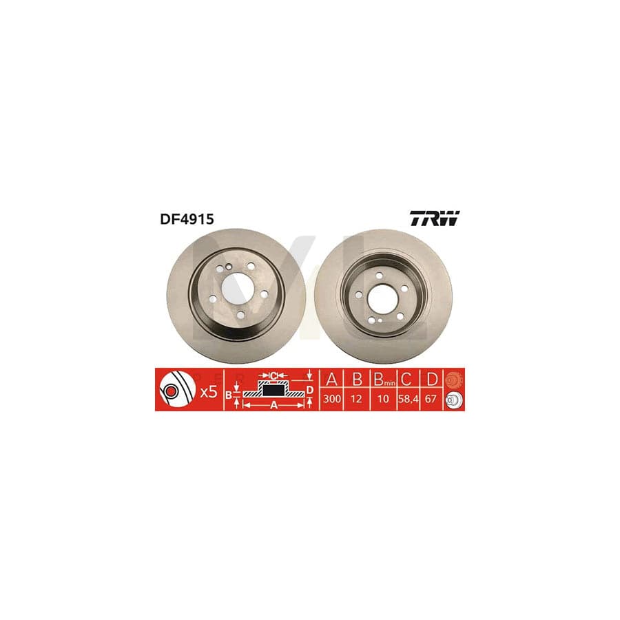 TRW DF4915 Brake Disc Solid, Painted | Performance Parts Direct Car Parts