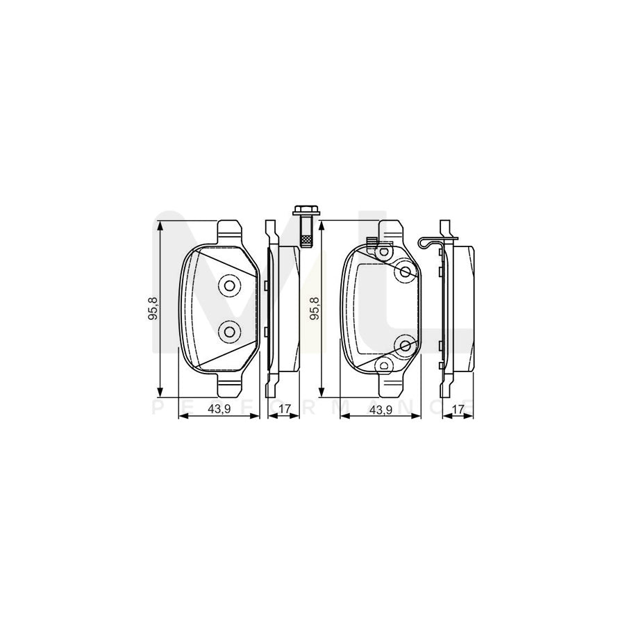 Bosch 0986Tb3216 Brake Pad Set For Fiat 500L (351, 352) With Acoustic Wear Warning, With Bolts  | Performance Parts Direct Car Parts