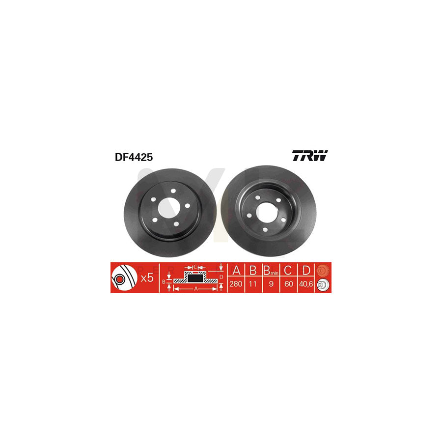 TRW DF4425 Brake Disc Solid | Performance Parts Direct Car Parts