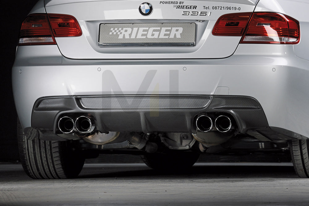 Rieger 00099860 BMW 3 Series E92 E93 Rear Diffuser for Twin Tailpipe Left & Right - Carbon-Look