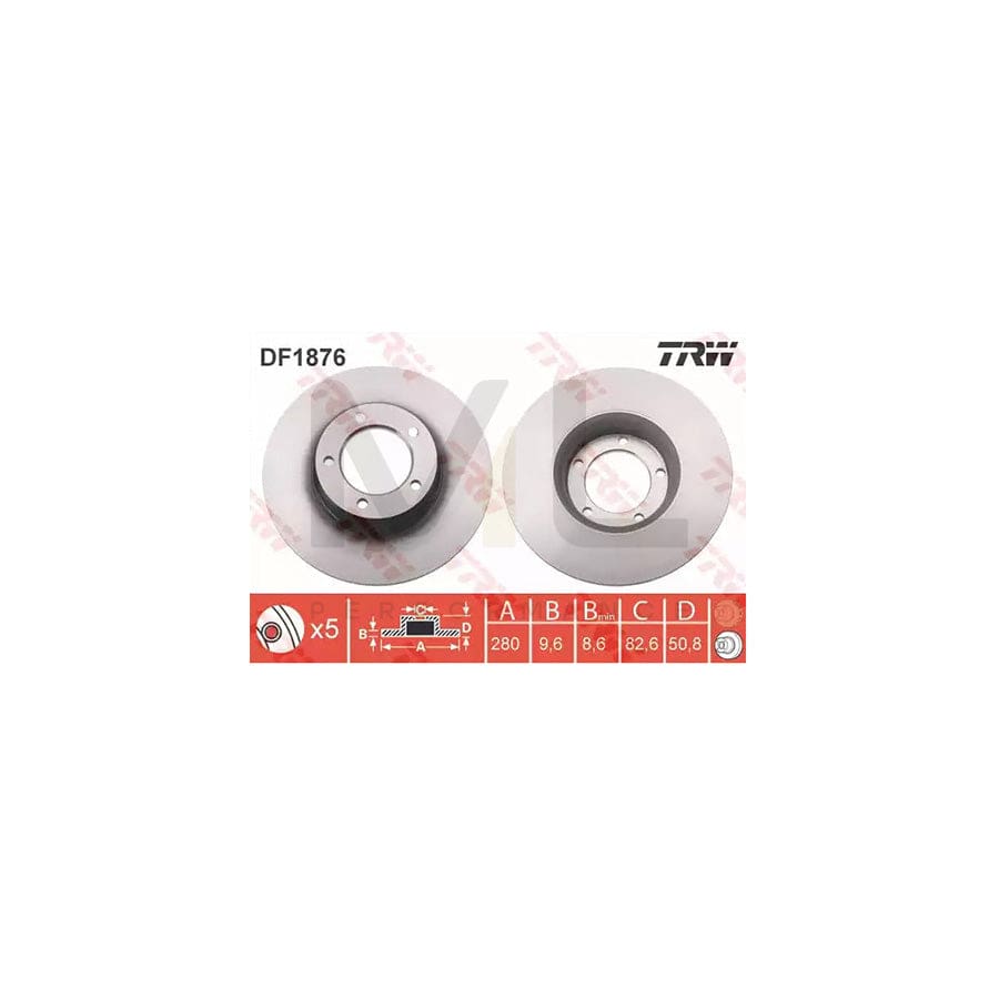 TRW DF1876 Brake Disc Solid, Painted | Performance Parts Direct Car Parts