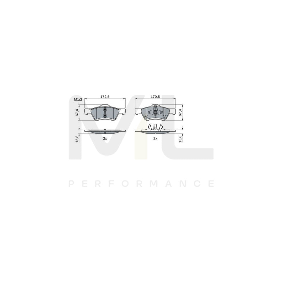 Bosch 0986494960 Brake Pad Set BP1811 | Performance Parts Direct Car Parts