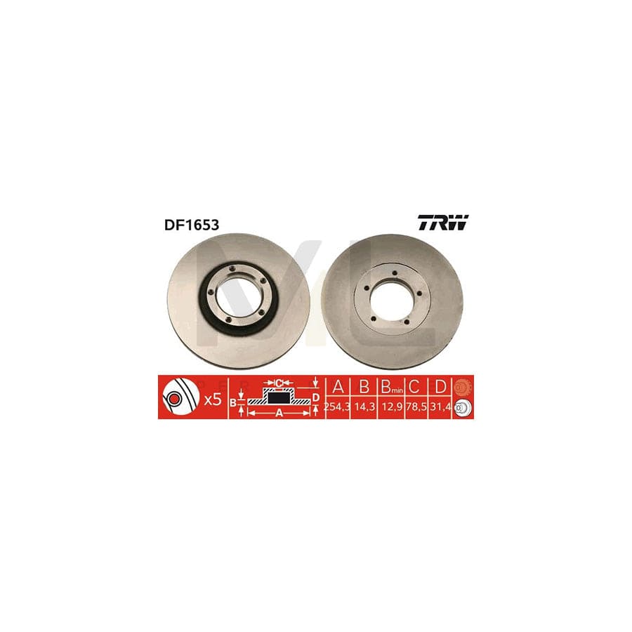 TRW DF1653 Brake Disc for FORD TRANSIT Solid, Painted | Performance Parts Direct Car Parts